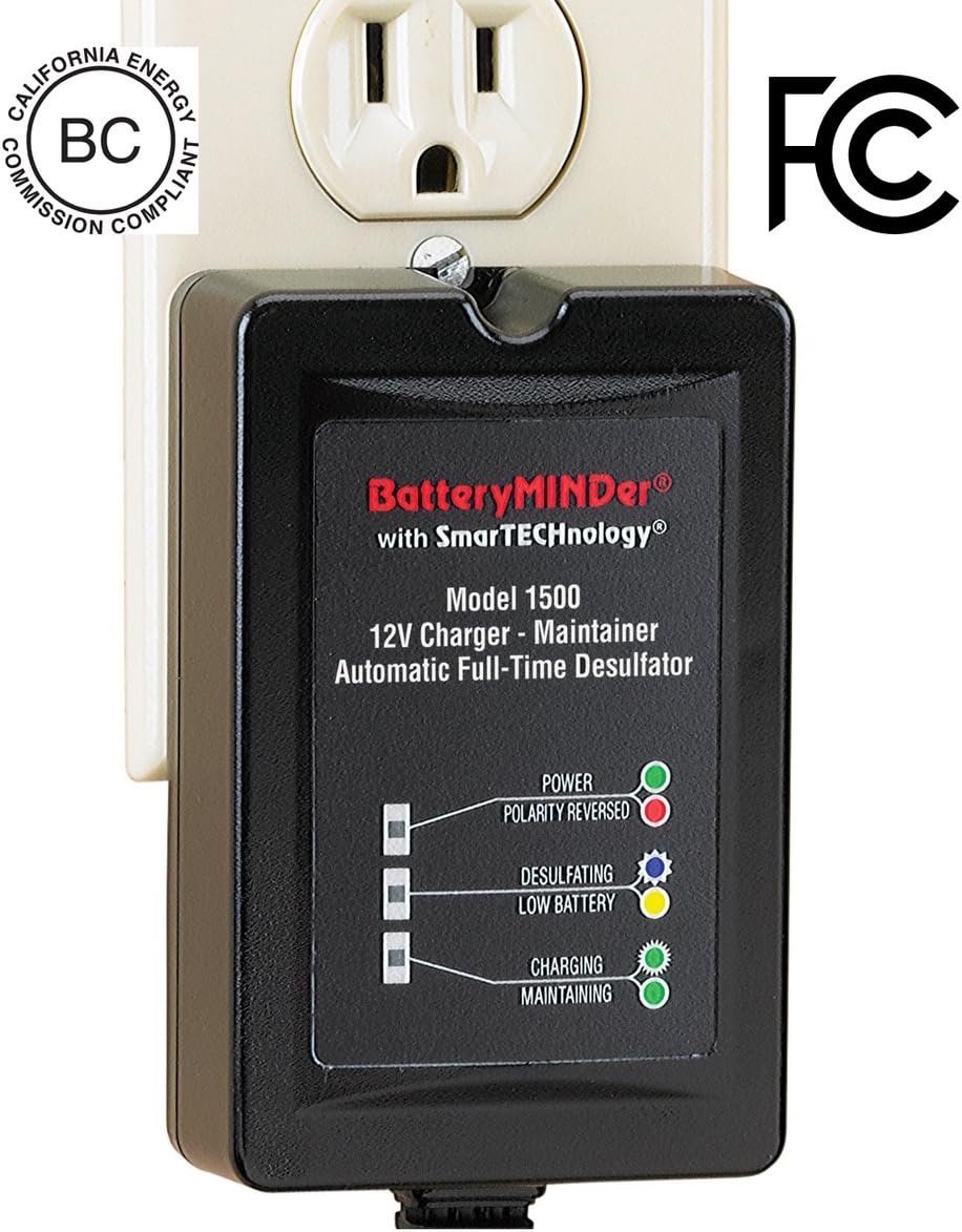 BatteryMINDer 1510: 12 Volt-1.5 Amp Battery Charger, Battery Maintainer, and Battery Desulfator �C Designed for Cars, Trucks, Motorcycles, ATV, Boats, RV