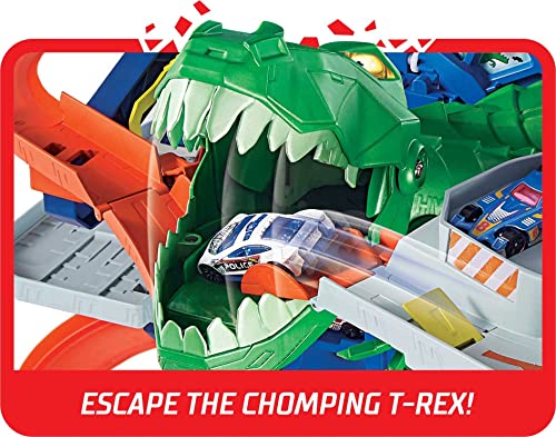 Hot Wheels City Toy Car Track Set, Ultimate Garage with T-Rex Dinosaur, Store 100+ 1:64 Scale Vehicles, 3-ft Tall, with 2 Cars (Amazon Exclusive)