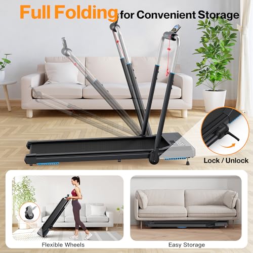 Walking Pad, Under Desk Treadmill with Incline, Portable Walking Pad Treadmill for Home and Office with APP & Remote Control and Smart Voice Control, 320+ lbs Capacity