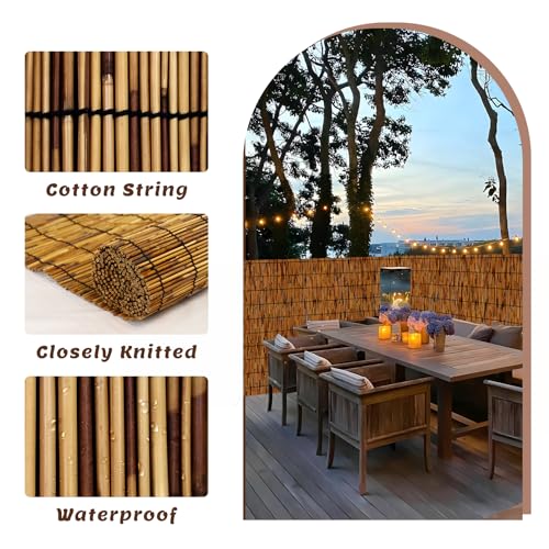 Natural Reed Fence,6FT X 16.4FT Bamboo Fencing Privacy Reed Screening for Outdoor, Gallery, Restaurant, Hotel, Patio (Brown)