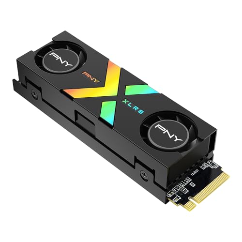 PNY CS3150 1TB PCIe Gen5 x4 NVMe M.2 SSD with Dual Fan Black Heatsink – Microsoft DirectStorage Compatible – up to 11500 MB/s Read – M280CS3150HS-1TB-RB