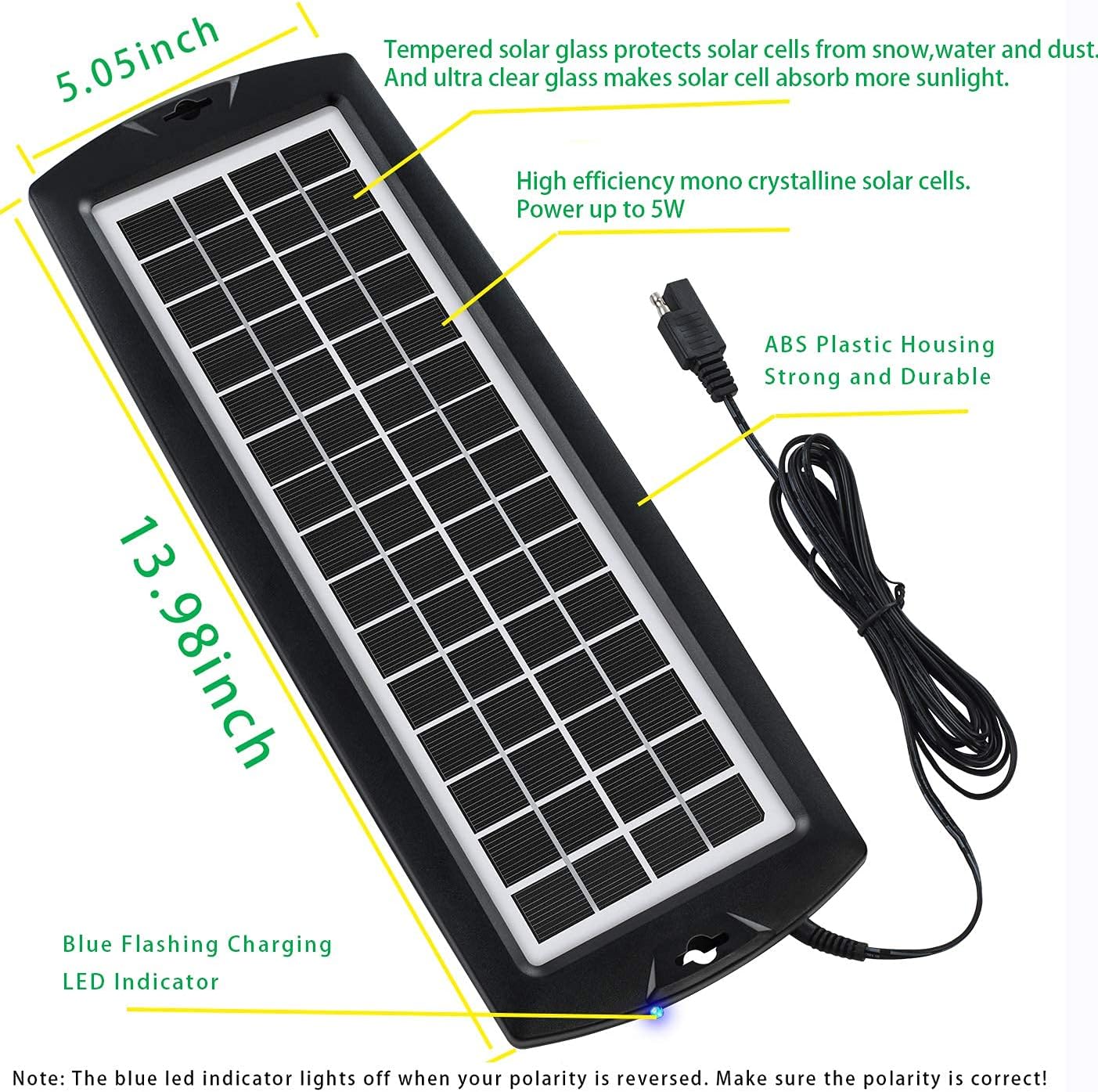 Sunway Solar Car Battery Trickle Charger & Maintainer 12Volt 8W Solar Panel Power Charger kit Portable Waterproof for Automotive RV Marine Boat Truck Motorcycle Trailer Tractor Powersports Snowmobile