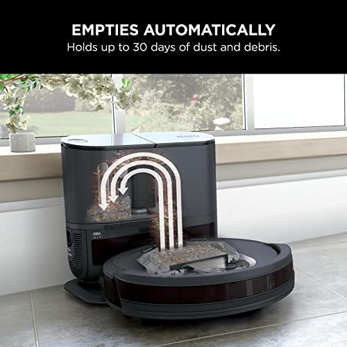 Shark Navigator Robot Vacuum and Self-Empty Base with Bagless 60-Day Capacity Self-Empty Base, SmartPath Navigation, Powerful Pet Hair Pickup, Anti-Hair Wrap, For Carpets & Hard Floors, Grey, RV2120AE
