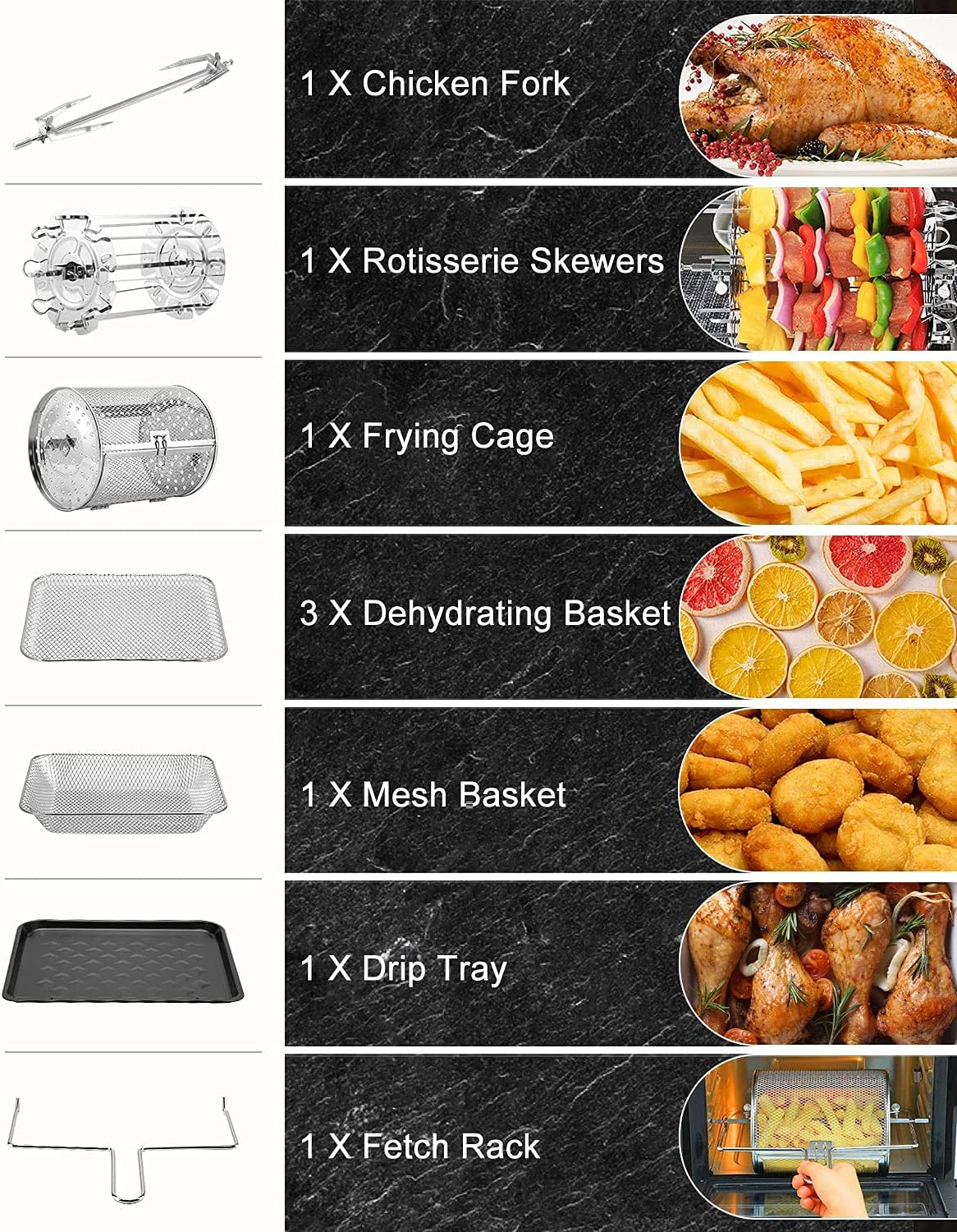 WowChef Air Fryer Oven Large 20 Quart, 10-in-1 Digital Rotisserie Dehydrator Fryers Combo with Racks, XL Capacity Countertop Airfryer Toaster for Family, 9 Accessories with Cookbook, ETL Certified