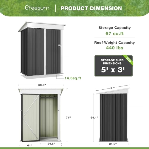 Greesum Outdoor Storage Shed 6 x 8 ft. Utility Tool Shed Metal Storage Garden Shed with Door & Lock for Patio Storage, Brown