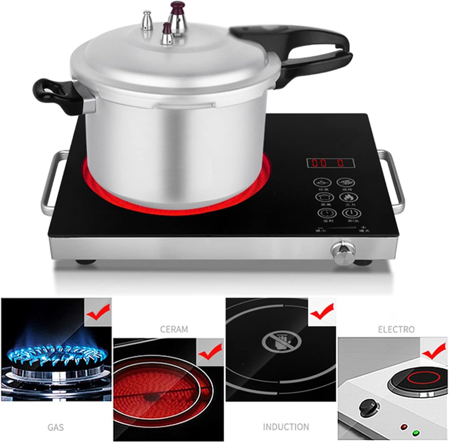 Small Aluminum Pressure Cooker Double Safety Valve for Quick Cooking of Meat, Soup, Rice for Gas Stove, Induction Cooker