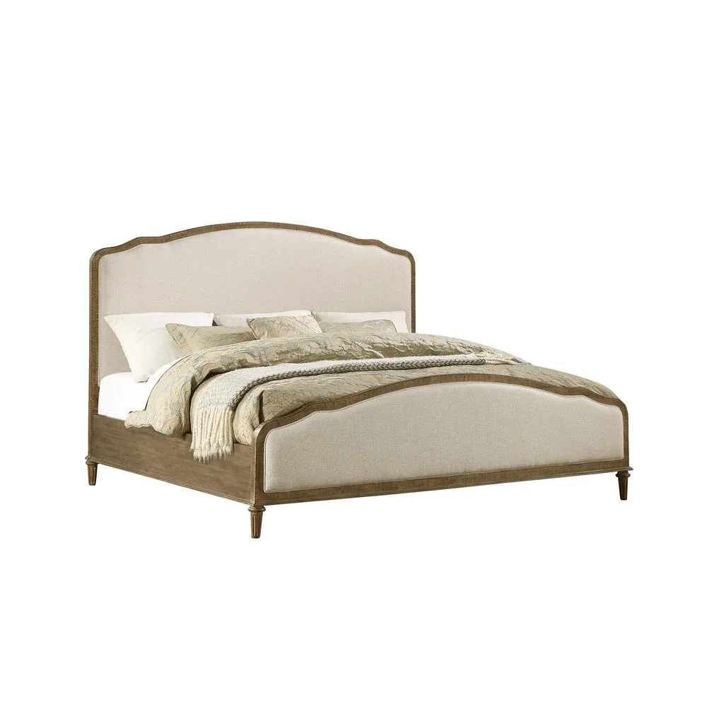 Madrona Burke Cream King Bed with Weathered Wood Framing, Headboard And Footboard Panels