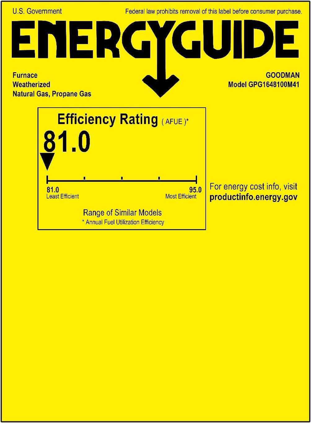 Goodman 4 Ton 16 Seer 100,000 Btu 81% Afue Gas Package Air Conditioner GPG1648100M41