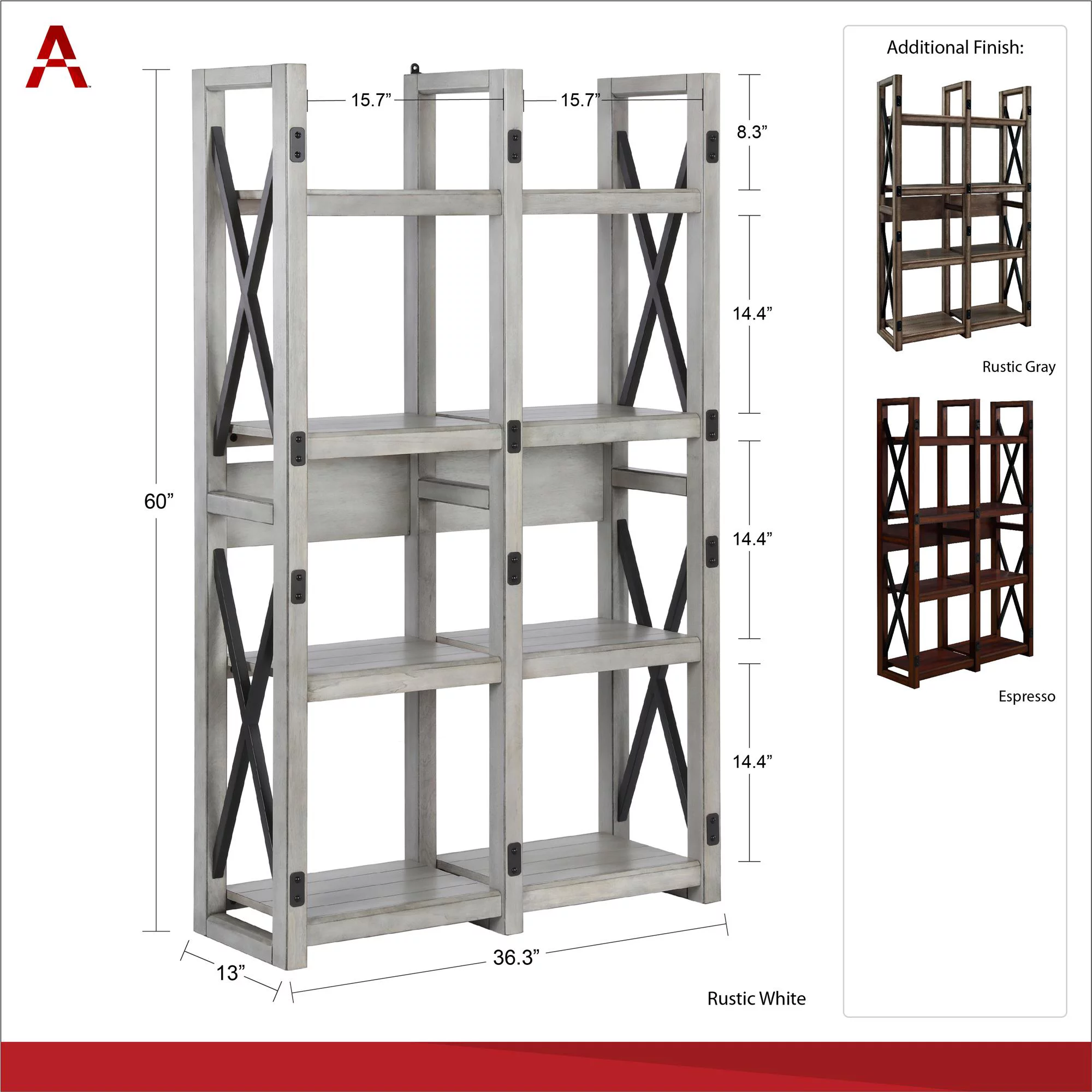 Ameriwood Home Wildwood Wood Veneer Bookcase/Room Divider, Espresso