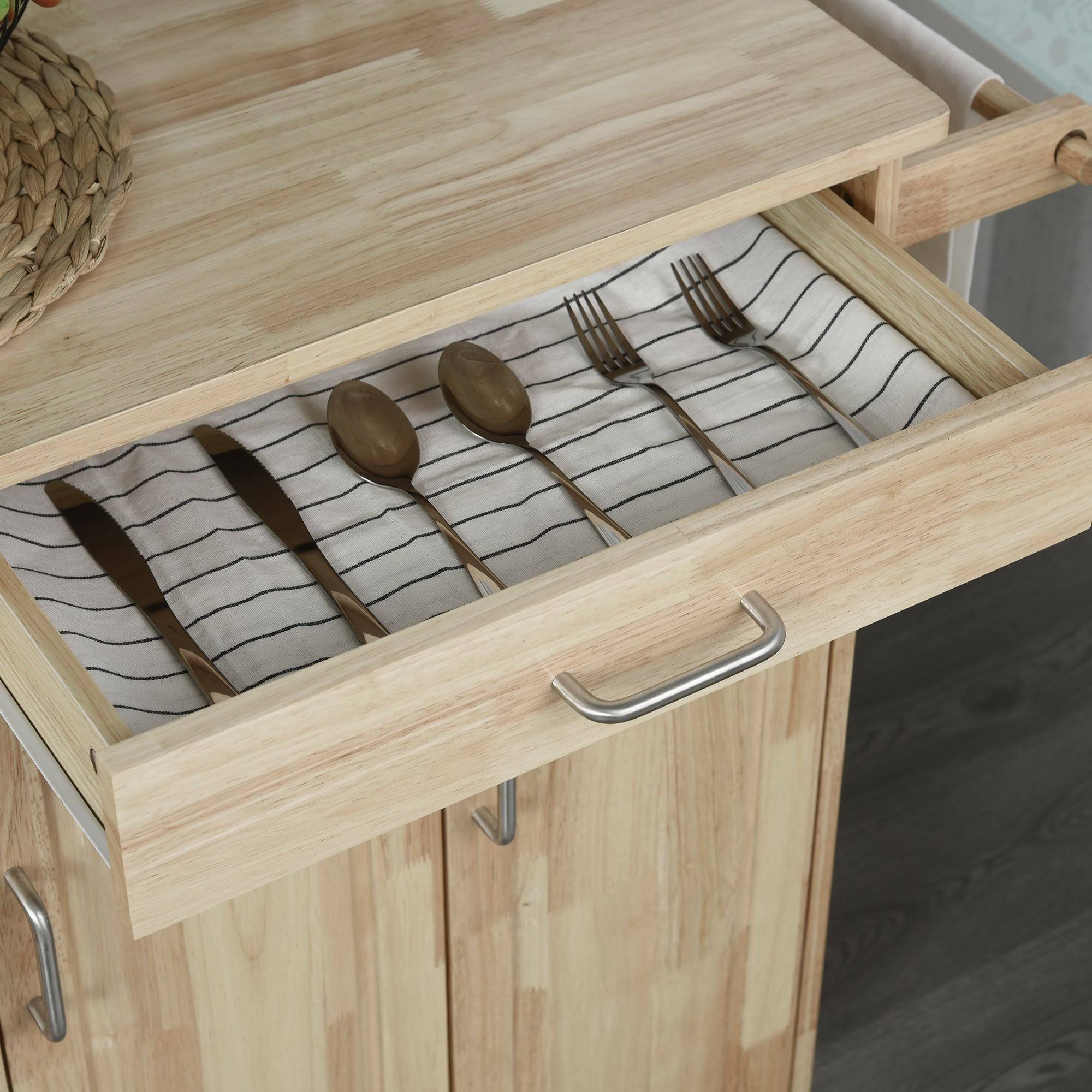 Homcom Wooden Rolling Kitchen Island Utility Trolley Storage Cart