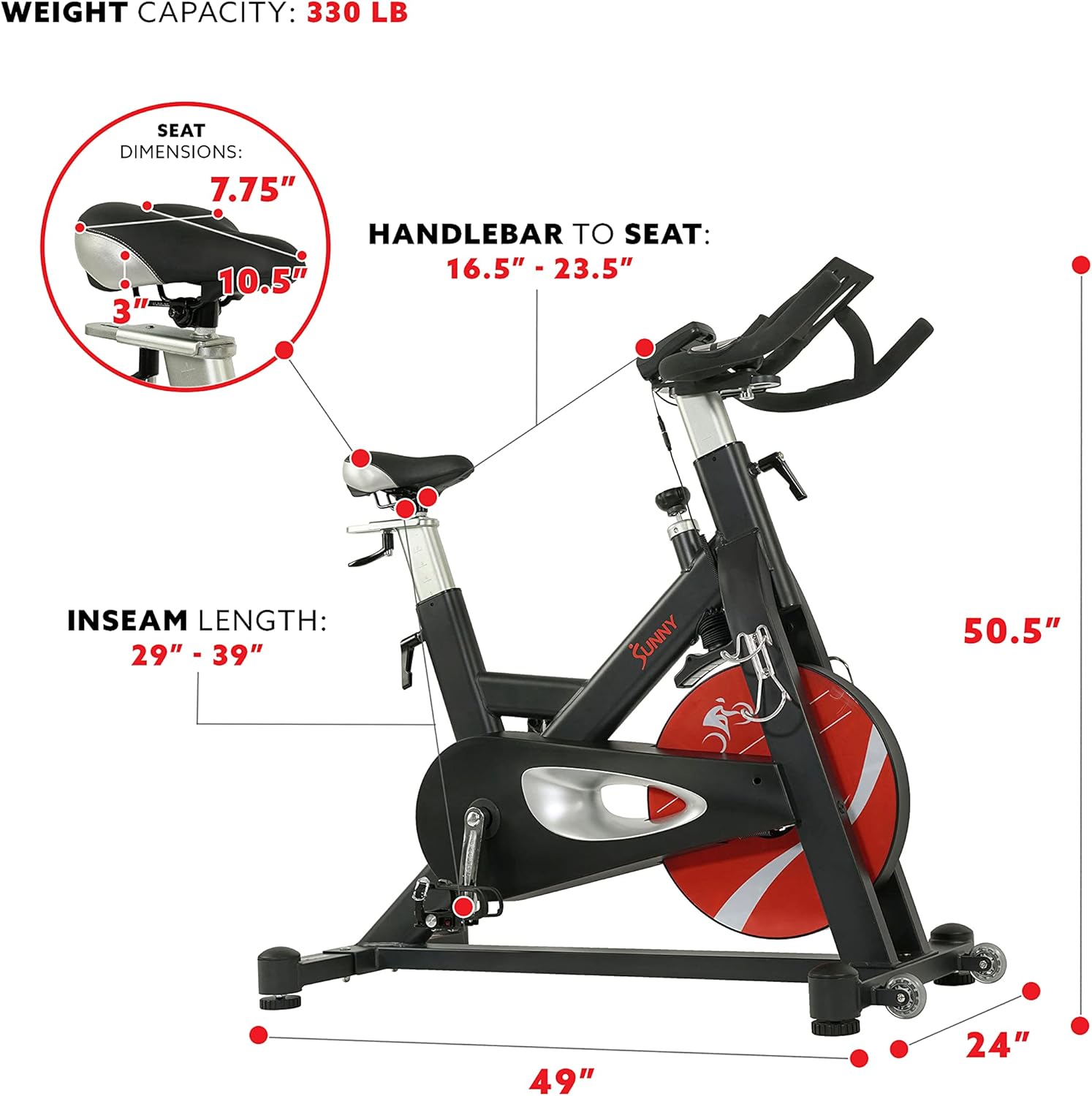 Sunny Health & Fitness Evolution Pro II Magnetic Indoor Cycle Exercise Bike with Device Mount and Performance Display -SF-B1986