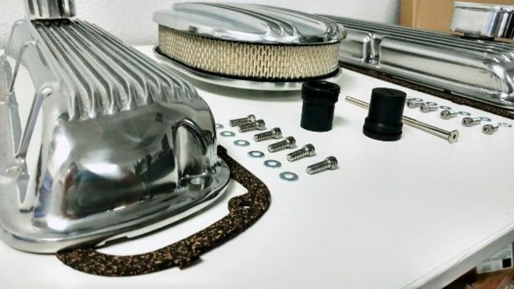 Finned Aluminum Engine Dress Up Kit, Compatible with Ford SBF V8 260 289 302 351W