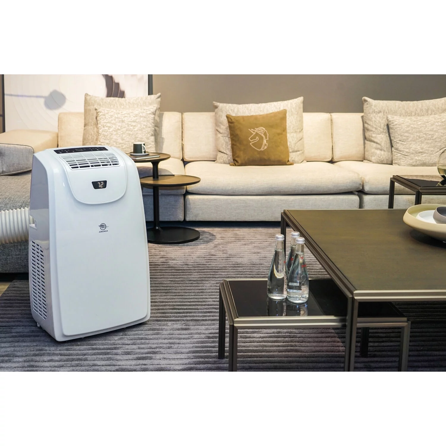 AireMax Portable Air Conditioner with Remote Control | AC for Rooms up to 500 Sq.Ft. | 24H Timer | Auto Restart | Wheels | LED Display | Dehumidifer | White | APE514C