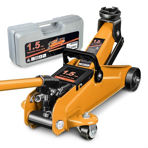 DNA MOTORING Floor Jack 3 Ton (6000 lbs) Capacity, Fast Lift Service Jack Low Profile Steel Heavy Duty Hydraulic Car Jack, Lifting Range 3"-20", Black, TOOLS-00475-BK