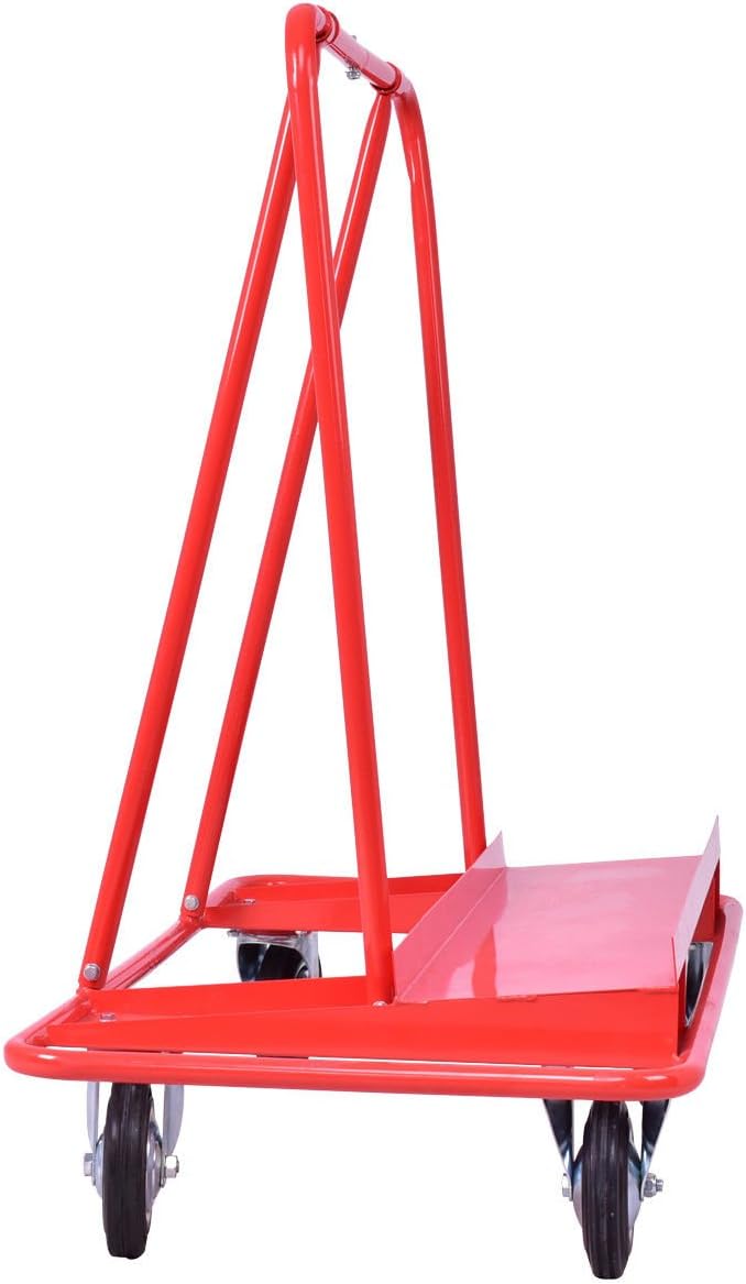 Goplus Drywall Sheet Cart Heavy Duty Dolly Handling Sheetrock Panel Red