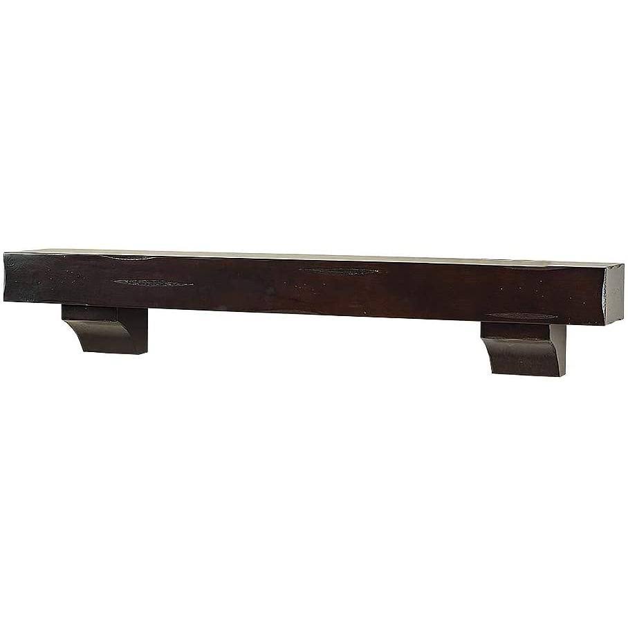 Breckenridge 60-Inch Wood Fireplace Mantel Shelf, Espresso Distressed - Megean