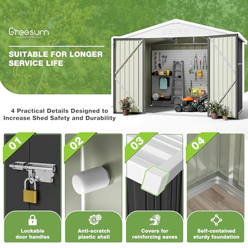 Greesum Outdoor Storage Shed 6 x 8 ft. Utility Tool Shed Metal Storage Garden Shed with Door & Lock for Patio Storage, Brown