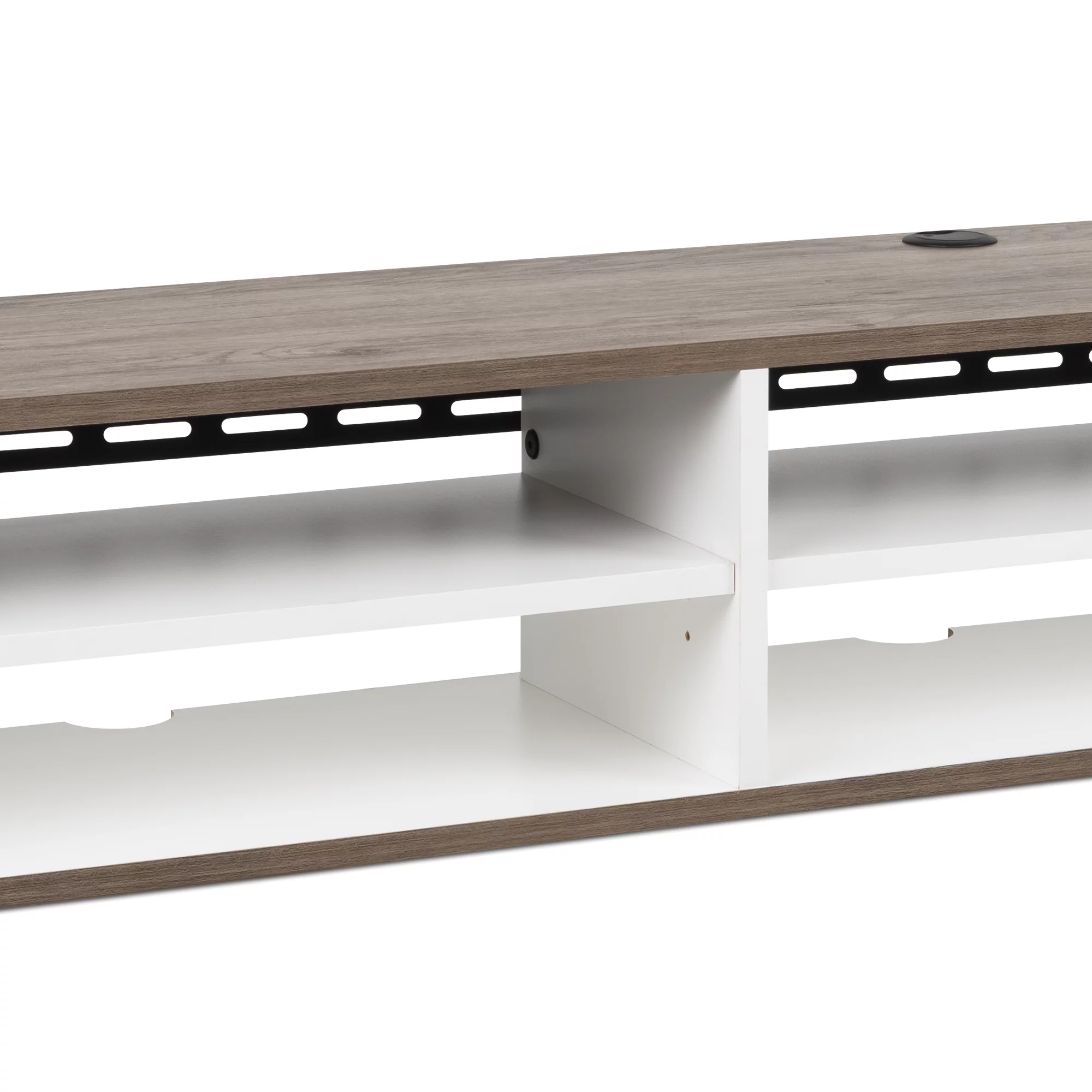 Prepac Wall Mounted Media Console with Door, White and Drifted Gray