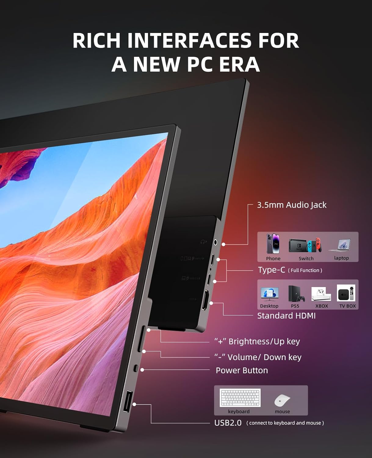 Portable Monitor Touchscreen 15.6'' 1080P FHD Laptop Travel Display USB C, HDMI Computer Monitor IPS Gaming Monitor w/Cover, HDR Eye Care Screen, Plug&Play Suitable for PC MAC Phone Xbox PS4/5 Switch