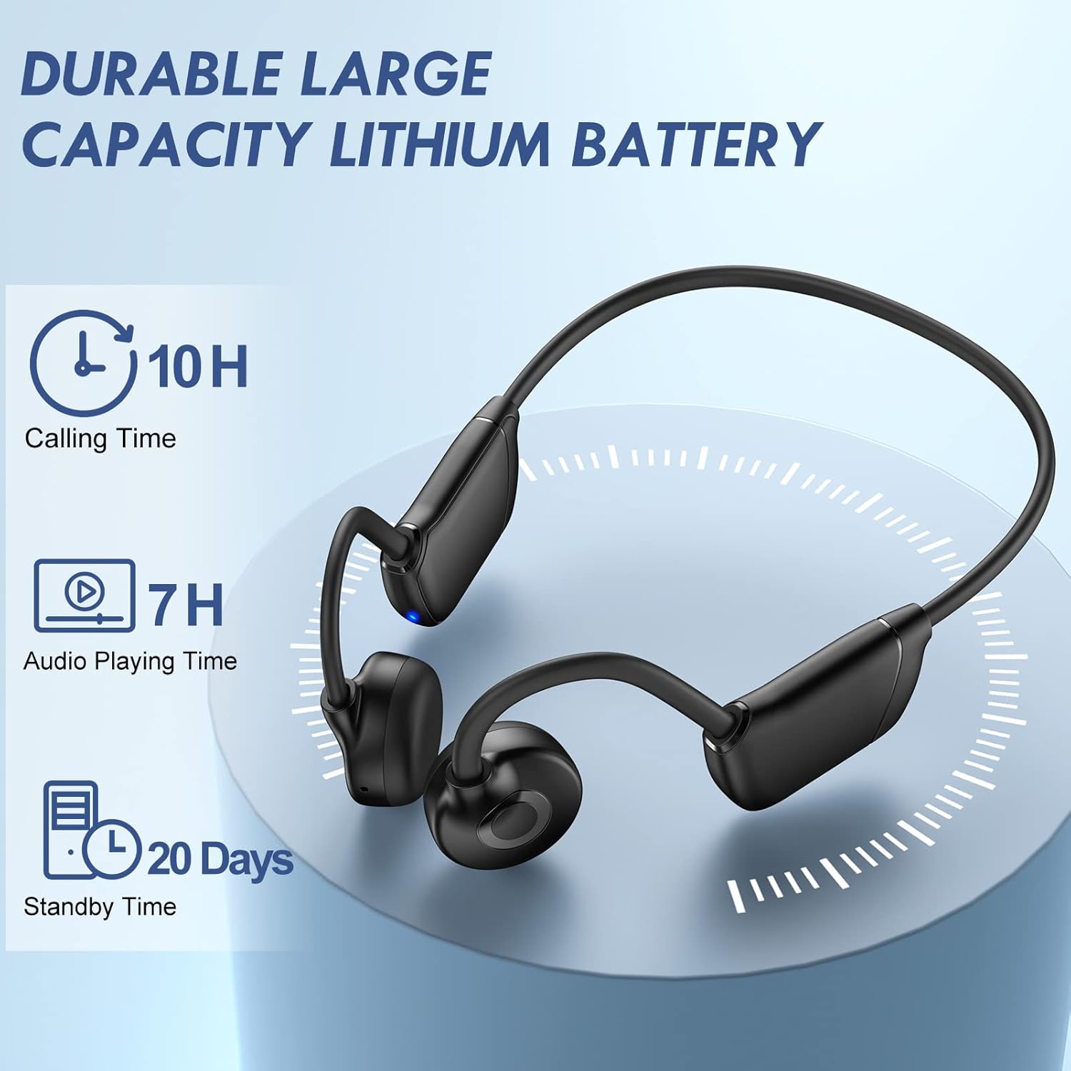 Bone Conduction Headphones, QODISA Wireless Open Ear Headphones Bluetooth 5.3 with MIC, IPX7 Waterproof Workout Headphones Music Answer Phone Call for Running Cycling Driving Pack of 2