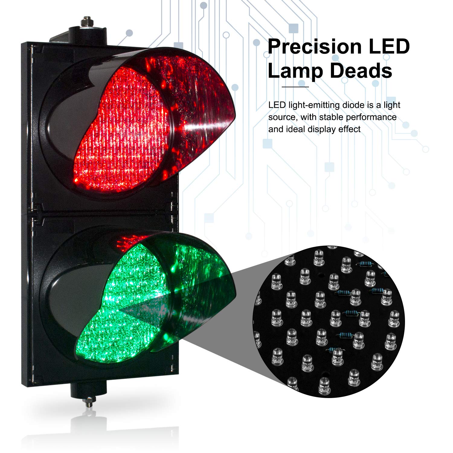 BBMi DC9-36V 200mm(8inch) Traffic Light, Red/Green Stop and Go Light, Traffic Signal Light, PC Housing Waterproof IP65 Industrial LED Traffic Stop Light, Dock Bay Indicator Warning Light
