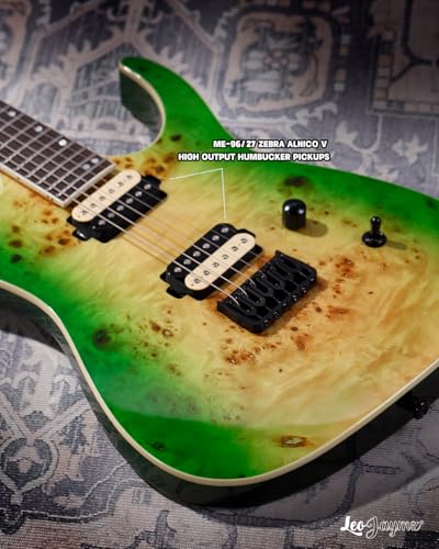 Leo Jaymz Electric Guitar Monsoon Series,Reverse Headstock,Mahogany Body,Roasted Maple Neck,Rosewood Fretboard,Locking Tuners,Rounded End Frets,AlnicoV Pickups,Fixed Bridge (Blue Flame)
