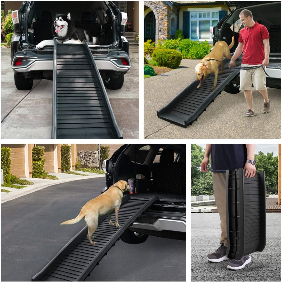 COZIWOW 61”L Heavy Duty Portable Folding Dog Ramps for Large Dogs SUV, Truck Car Ramp Stairs Step Ladder for Pet, Non-Slip Design for Pool Boat