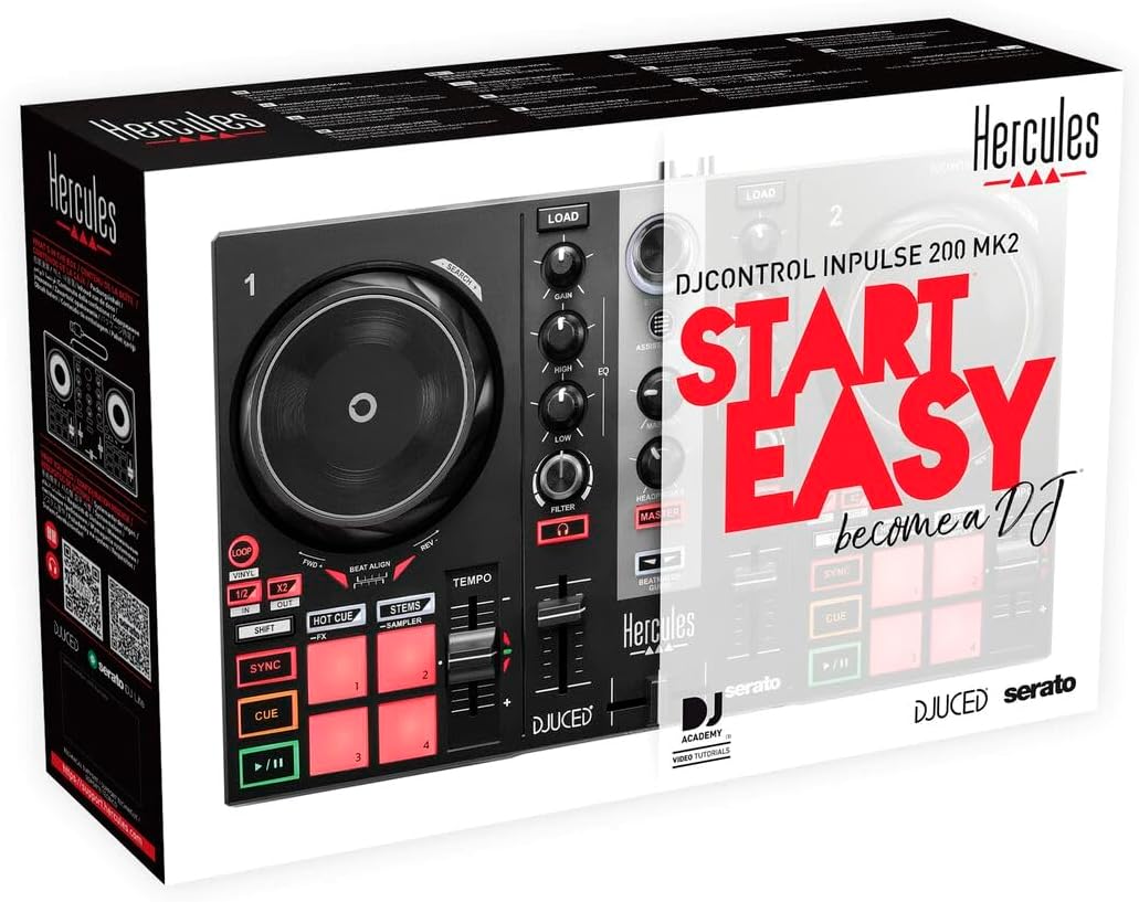 Hercules DJ Controller, Black (INPULSE200MK2)