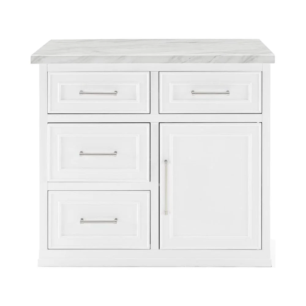 Crosley Furniture Cutler Modern MDF Wood Kitchen Island in White