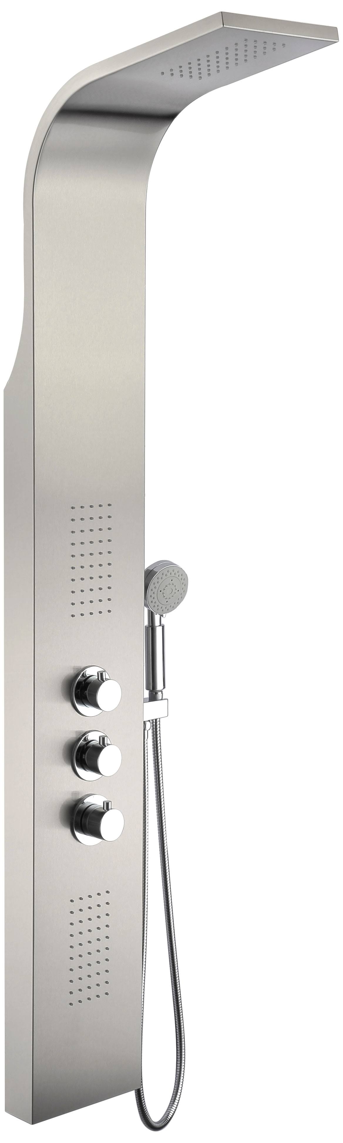 Anzzi SP-AZ024 Arc 64 in. 2-Jetted Shower Panel with Heavy Rain Shower and Spray Wand in Brushed Stainless Steel