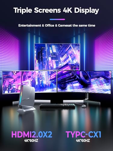T1 Mini Gaming PC Core i9-12900H/RTX 3050Ti 8GB GDDR6, Mini Desktop Gaming Computer(14C/20T,Up to 5.4GHz)32GB DDR4,1TB PCIe 4.0 SSD/RGB Lights/WiFi 6E/BT 5.3/2x HDMI 2.0/USB-C/4K@60Hz/Win11 Pro