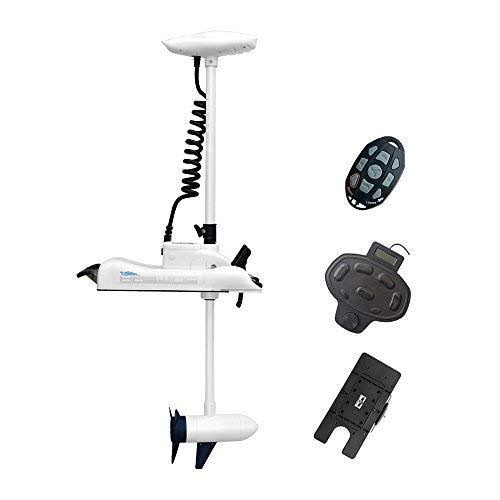Aquos Haswing CaymanB 12V 55lbs Bow Mount Electric Trolling Motor White with Foot Control with Quick Release Bracket