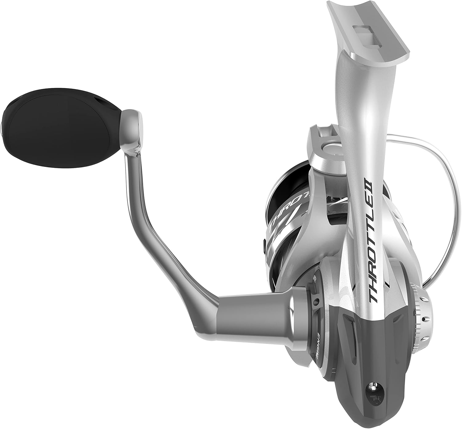 Quantum Throttle Spinning Fishing Reel, Size 30 Reel, Anodized Aluminum Bail Wire, Continuous Anti-Reverse Clutch, R·E·D Aluminum Unibody Design, MaxCast II Spool, 5.2:1 Gear Ratio, Silver, Clam Pack
