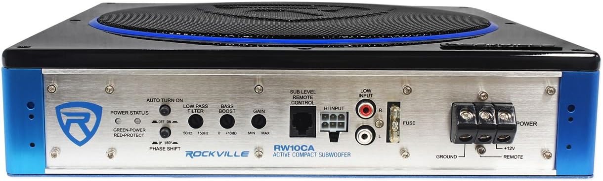 Rockville RW8CA 8 600 Watt Low Profile Under-Seat Active Powered Car Subwoofer