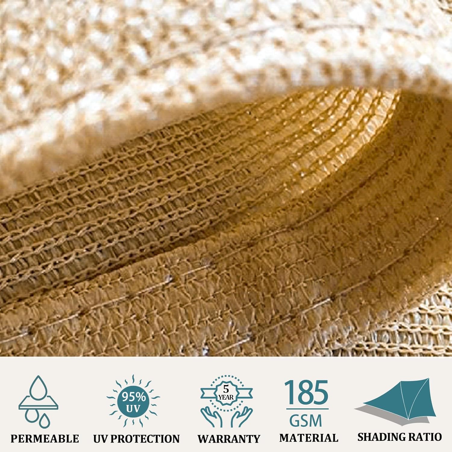Shade&Beyond 20'X26' Sun Shade Sails Curved Canopy Rectangular Sand 185GSM Shade Sail Permeable for Patio Deck Yard Backyard, (We Make Custom Size)