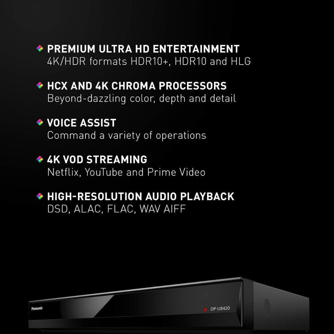 Panasonic DP-UB420-K Streaming 4K Blu-ray Player with Hi-Res Audio (Black, Renewed)