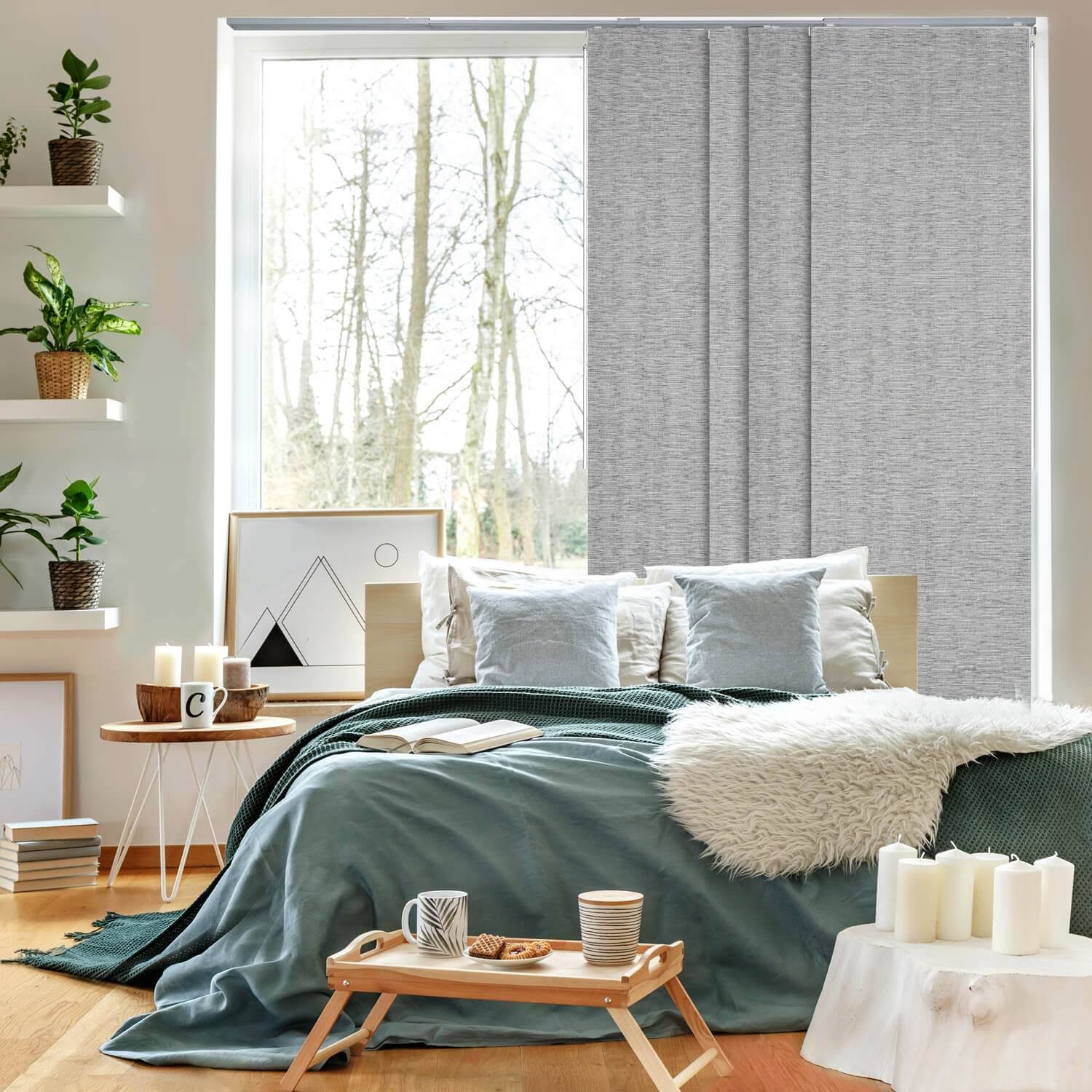 GoDear Design Munich Castle + 99.99% Blackout Adjustable Sliding Window Panel Track with 23 in. Slates Up to 86 in. W x 96 in. L
