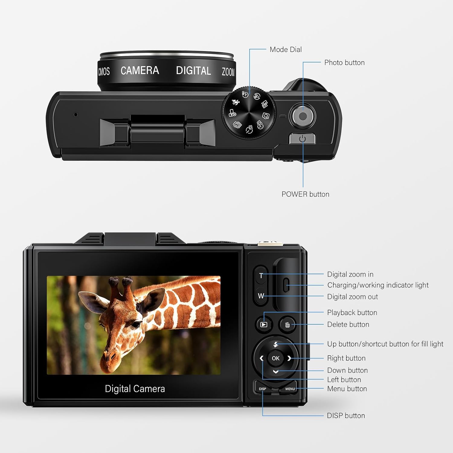 4K Digital Camera for Photography, 64MP Vlogging Camera for YouTube with 18X Zoom, Auto-Focus 4K Video Camera with 32GB SD Card, 3.0 inch Flip Screen Compact Camera with 2 Batteries