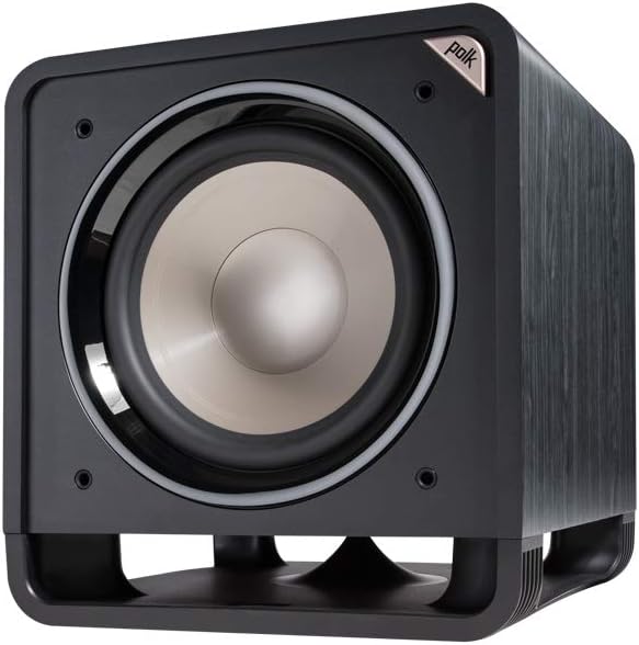 Polk Audio HTS 12 Powered Subwoofer with Power Port Technology | 12” Woofer, up to 400W Amp | For the Ultimate Home Theater Experience | Modern Sub that Fits in any Setting | Washed Black Walnut
