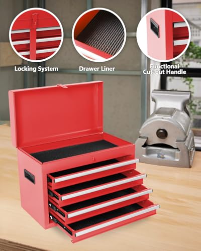 Heavy-Duty 7-Drawer Rolling Tool Chest with Wheels, Steel Tool Storage Cabinet with Lock & Liner for Workshop for Workshop/Garage - Includes 7 Organizer Boxes, Black