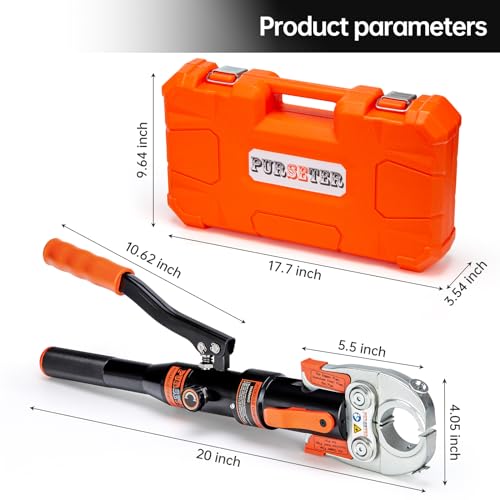 Copper Tube Fittings Hydraulic Copper Pipe Crimping Tool with 1/2 inch,3/4 inch and 1 inch Jaws Copper Pipe Press Crimpers Pressing Pliers,Suit for Narrow Space and Tee Fittings