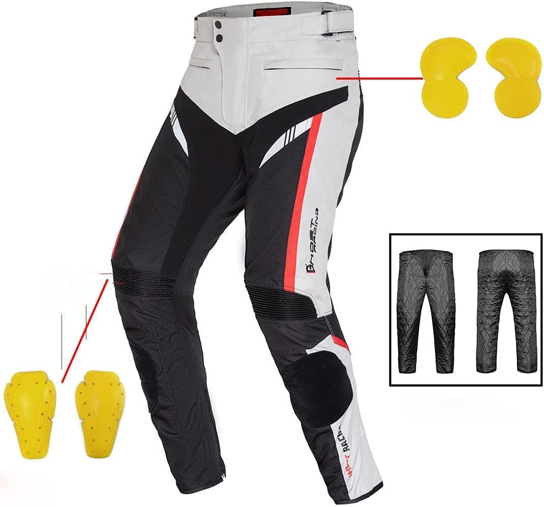 Motorcycle Jacket And Trousers Set, Waterproof Motocross Riding Jacket Windproof Touring Protective, Autumn Winter for Men and Women Racers Motorbike Clothing,L,Grey