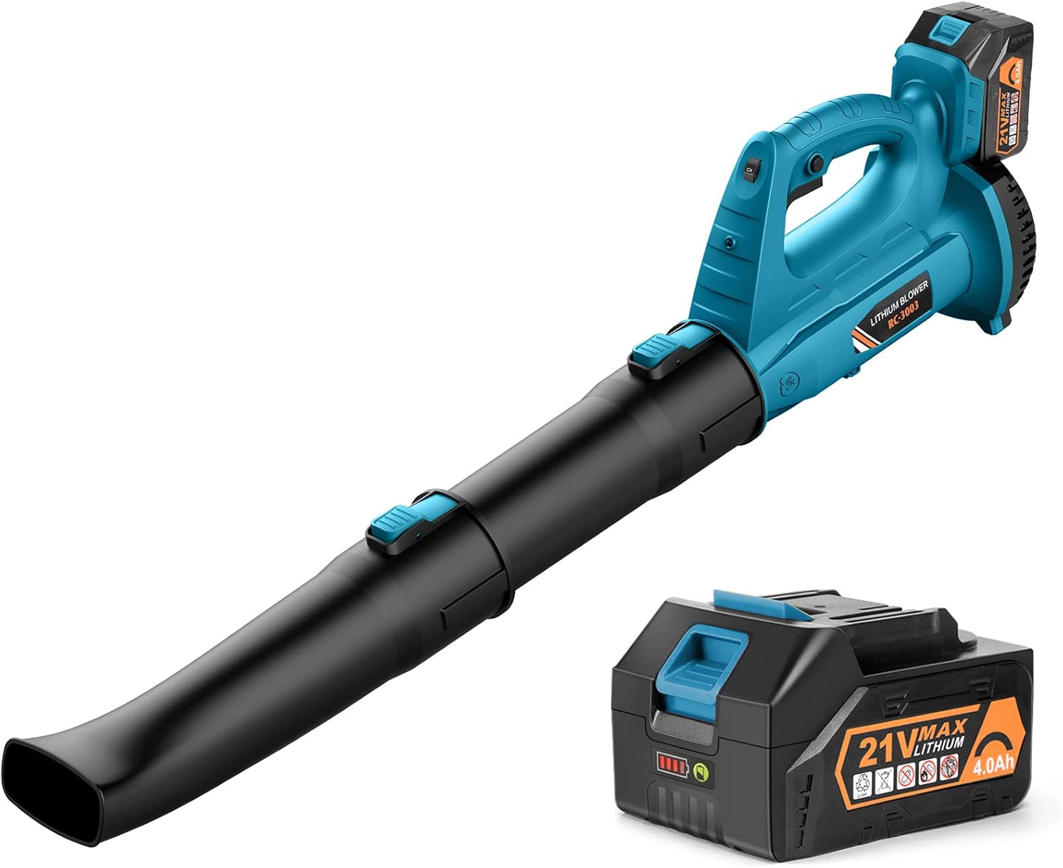 Cordless Leaf Blower - BHY 320 CFM 150 MPH Battery Leaf Blower with 4.0Ah Battery & Charger , 2 Section Tubes, 6-Speed Dial, Electric Leaf Blower for Dust, Snow Debris,Yard, Work Around The House