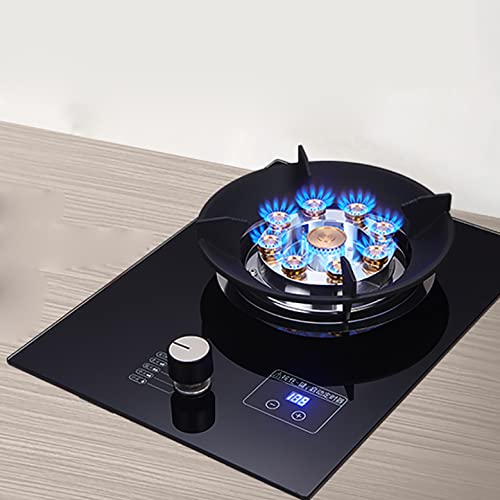 Burner Gas Cooker gas hob 5.2KW Built-in gas stove， Table-Top Cooking ，Black tempered glass is easy to clean，Portable wok gas stove for Home, Camping & Caravan Cooking [Energy Class A]