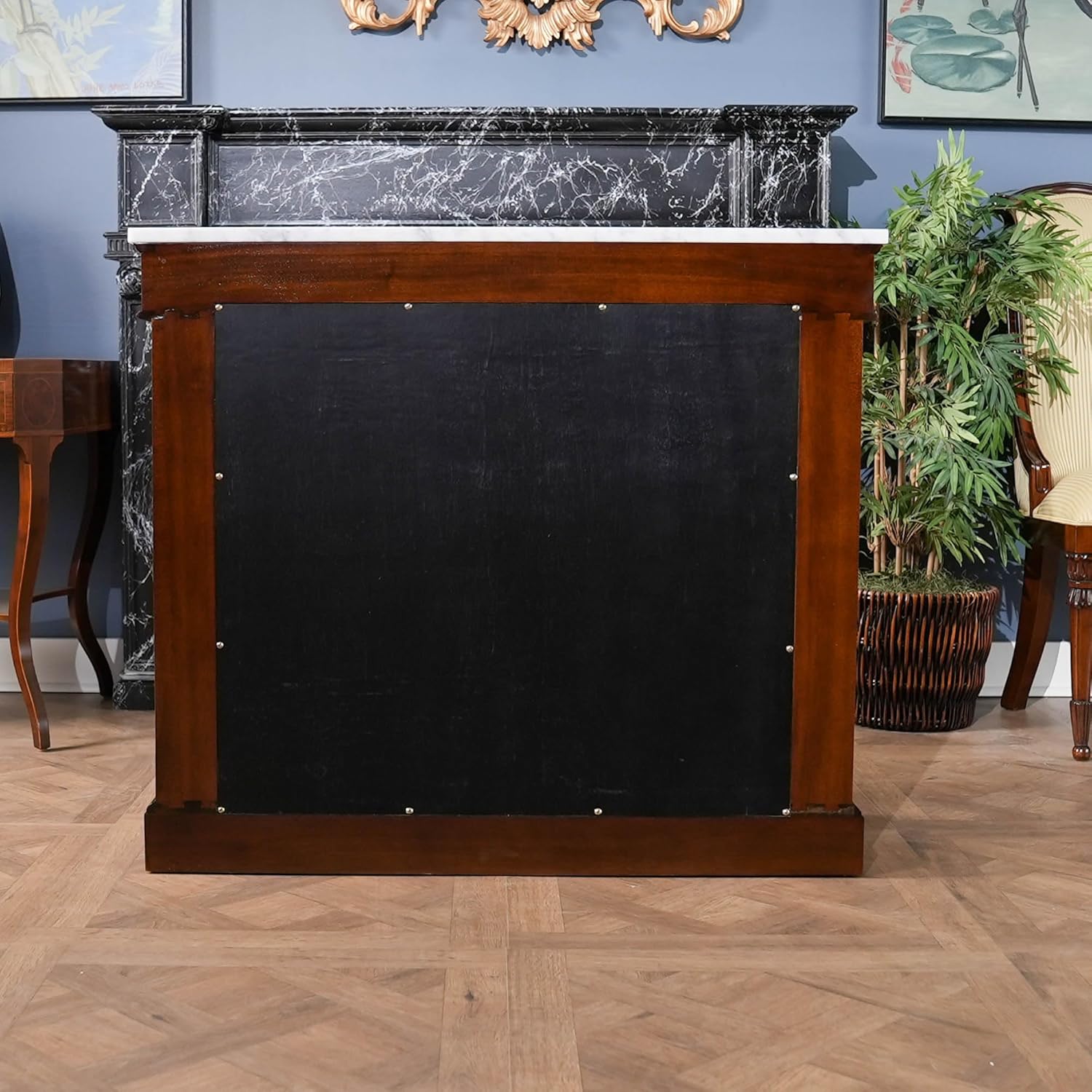 NOC051 Mahogany Marble Top Console