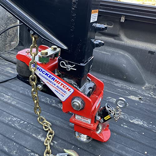 Shocker Gooseneck Air Hitch & Coupler for PJ Trailer, 4" RND AnglePin 2-5/16"Ball9 OffsetCoupler