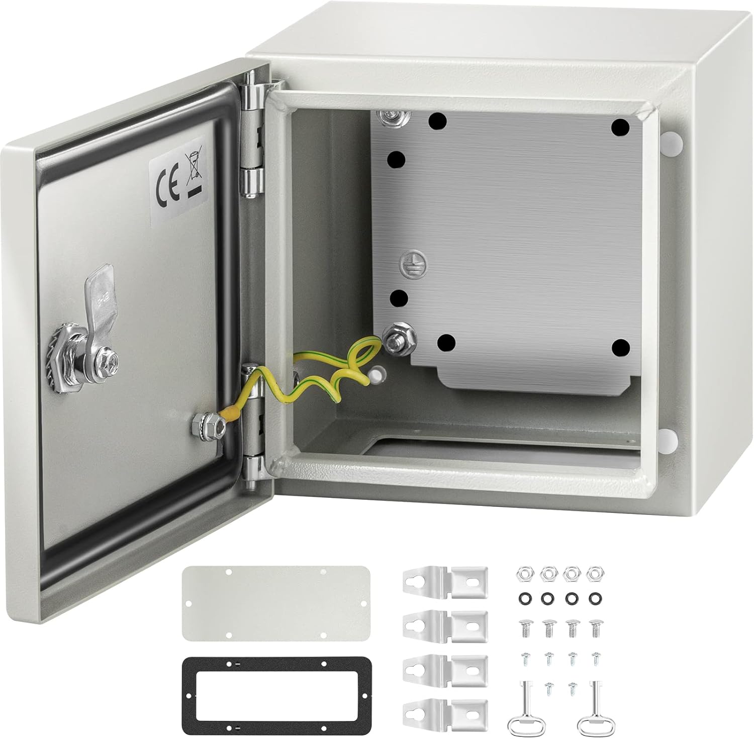 VEVOR NEMA Steel Enclosure, 12 x 10 x 6'' NEMA 4X Steel Electrical Box, IP66 Waterproof & Dustproof, Outdoor/Indoor Electrical Junction Box, with Mounting Plate
