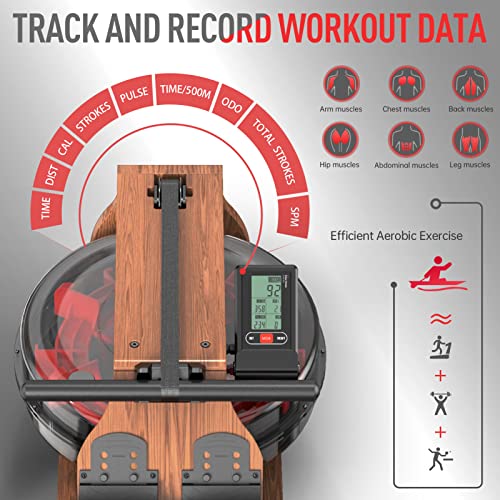 JOROTO Rowing Machines for Home Use, Foldable Rower Machine with Bluetooth Monitor, Tablet Holder Water Rowing Machine