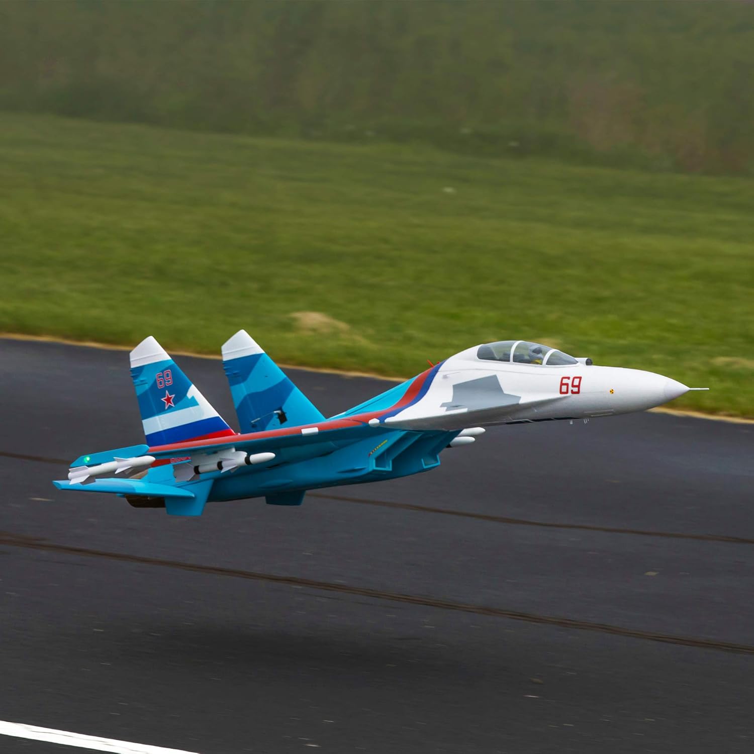 E-flite RC Airplane SU-30 Twin 70mm EDF BNF Basic (Transmitter, Battery and Charger not Included) with AS3X & Safe Select, 1100mm, EFL01050