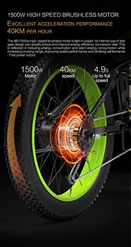 Electric Bike X1500 for Adults, Foldable 26" x 4.0 Fat Tire Electric Bicycle, 1500w Motor 48V 12.8Ah Removable Lithium Battery, M2000 27-Speed Gear and Dual Shock Absorber Ebikes